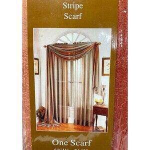 Asbury Striped -Crushed Print Stripe Scarf/Valance “Terracotta”